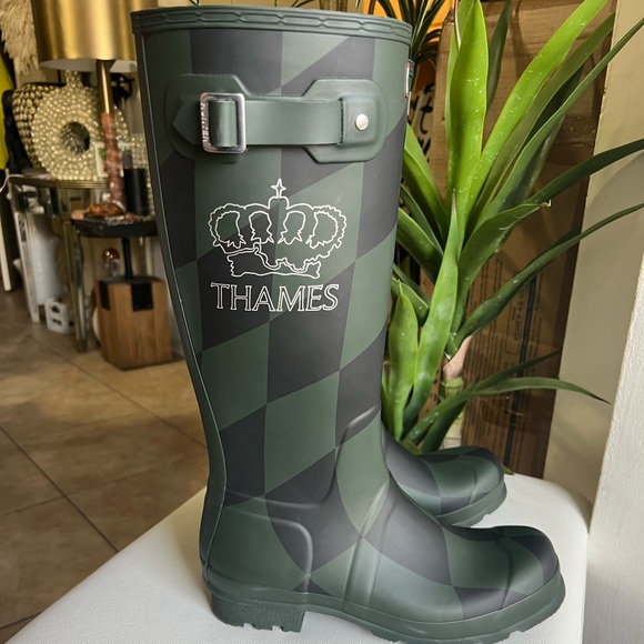 HUNTER Thames MMXX Green Edition Wellington Boots Size 11 NWOB - Picture 1 of 10